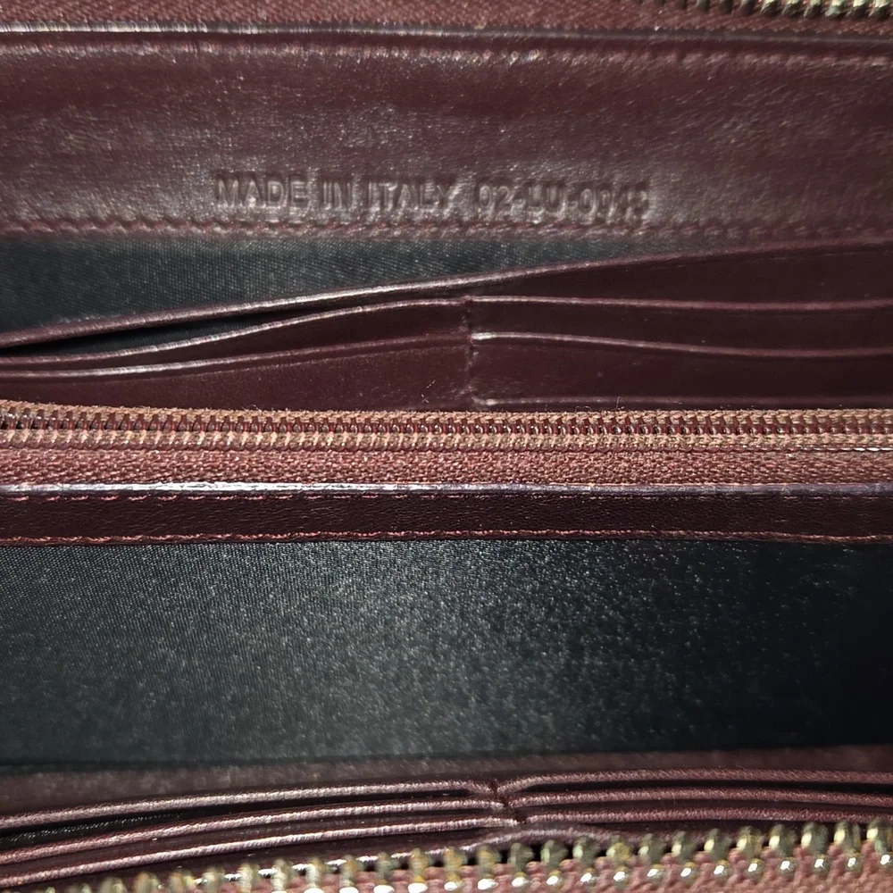 Dior Burgundy Patent Leather Embossed Wallet